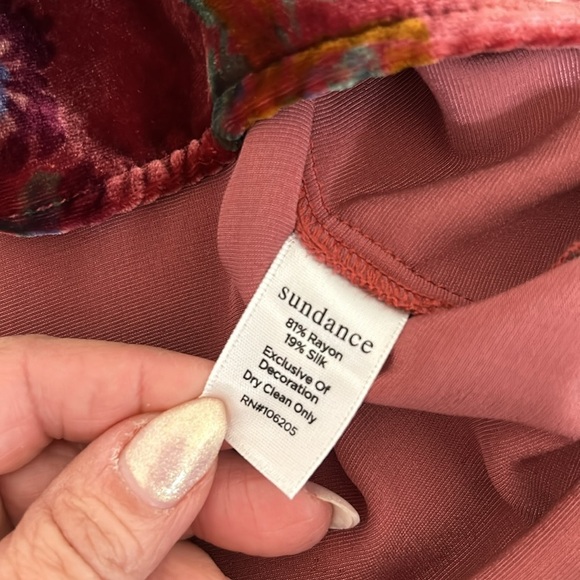 Sundance Velvet Floral Embroidered V Neck Top - Picture 9 of 9